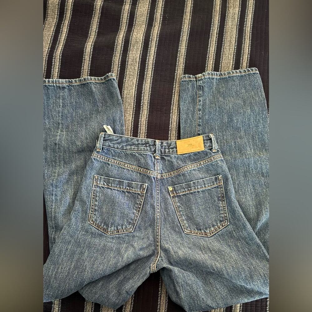 Zara High Rise Wide Leg Jeans Size 4 Medium Wash Denim - Picture 9 of 11